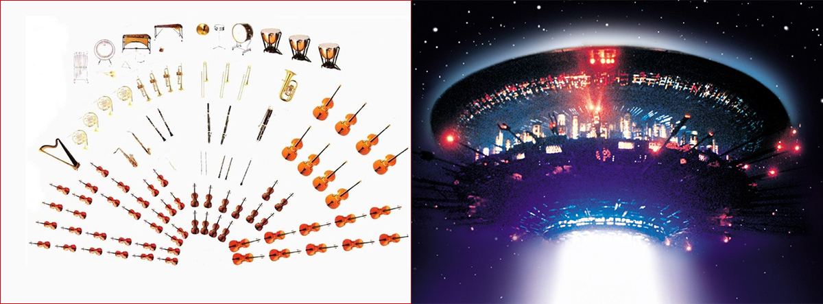 Symphony orchestra layout and Close Encounters mother ship